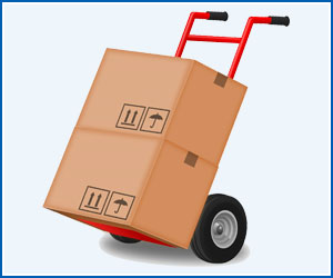 Hand Truck with Cardboard Storage Boxes
