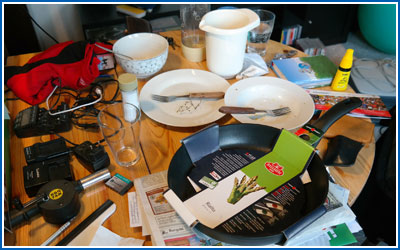 Clutter on Kitchen Table
