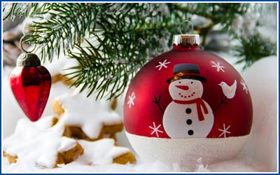 Snowman Ornament on Tree